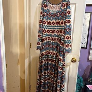 LuLaRoe Long Sleeve Dress with Geometric Pattern